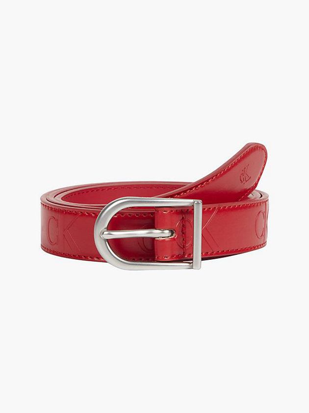 Calvin Klein USA Leather Logo Womens Belt Red 5986240-GN